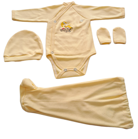 Costumase / Seturi Bebelusi - Set 4 piese hăinuțe nou-născut, Fabricat in Romania, Bumbac