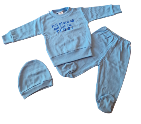 Seturi bebelusi si copilasi - Set 3 piese hăinuțe nou-născut, Fabricat in Romania, Bumbac