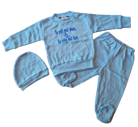 Hainute 3 - 6 luni - Set 3 piese hăinuțe nou-născut, Fabricat in Romania, Bumbac