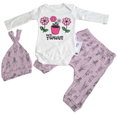 Hainute 3 - 6 luni - Costumas 3 piese Bumbac