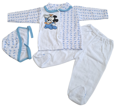 Costumase / Seturi Bebelusi - Set 3 piese, hăinuțe nou-născut, Fabricat in Romania, Bumbac