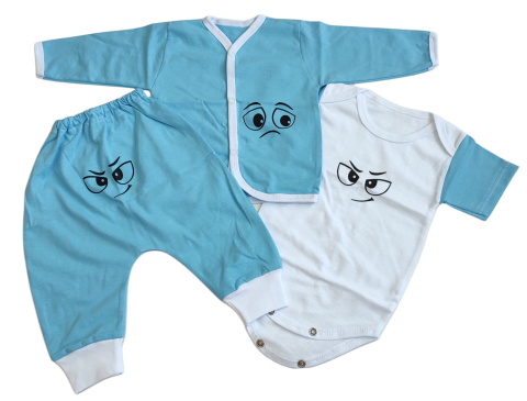 Costumase / Seturi Bebelusi - Set 3 piese hăinuțe nou-născut, Fabricat in Romania, Bumbac