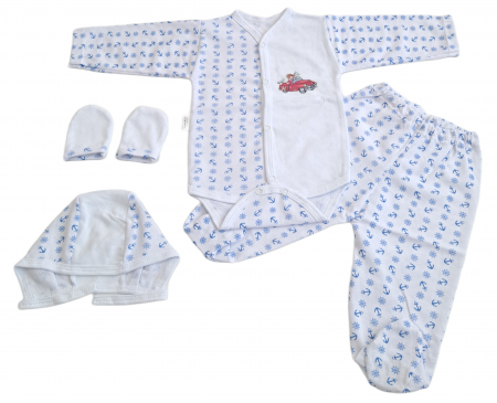 Hainute 0 - 1 an - Costumas 4 piese Fabricat in Romania