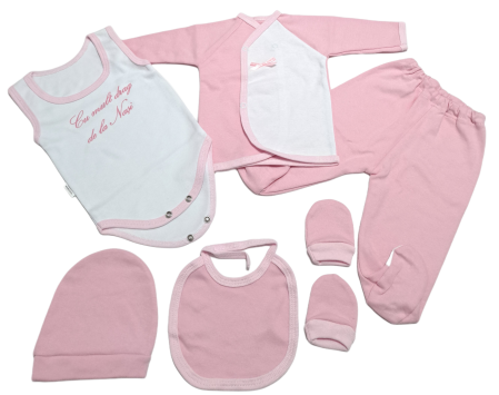 Marime 0 - 3 luni - Set 6 piese hăinuțe nou-născut, Fabricat in Romania, Bumbac