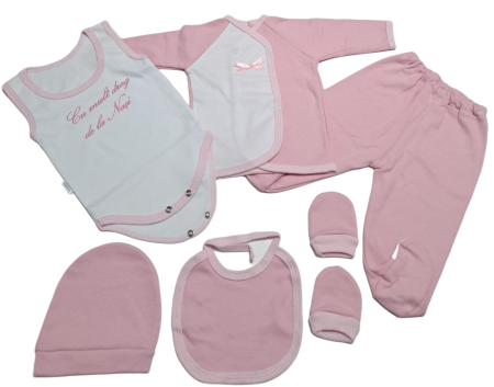 Marime 0 - 3 luni - Set 6 piese hăinuțe nou-născut, Fabricat in Romania, Bumbac