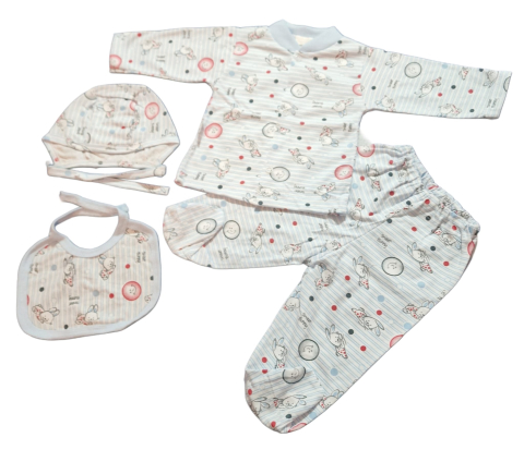 Costumase / Seturi Bebelusi - Set 4 piese hăinuțe nou-născut, Fabricat in Romania, Bumbac