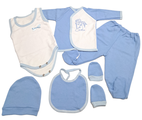 Seturi bebelusi si copilasi - Set 6 piese hăinuțe nou-născut, Fabricat in Romania, Bumbac