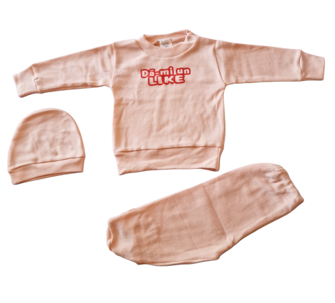 Seturi bebelusi si copilasi - Set 3 piese hăinuțe nou-născut, Fabricat in Romania, Bumbac