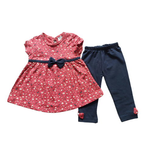 Costumase / Seturi - Rochita si pantaloni copilasi, set 2 piese, Fabricat in Turcia, Bumbac