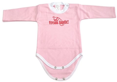 Hainute 3 - 6 luni - Body bebelusi model maneca lunga Bumbac 100% - Fabricat în România