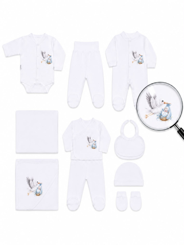 Hainute 0 - 3 luni - Set nou nascut 10 piese, Truosou, Fabricat in Romania, Bumbac