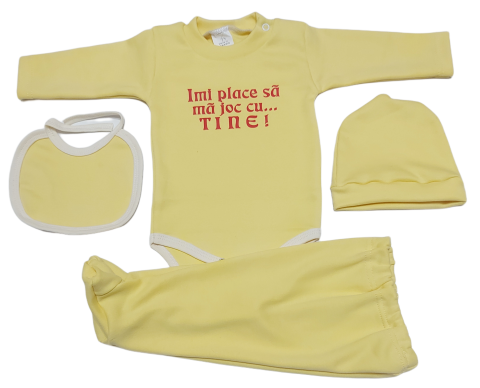 Costumase / Seturi Bebelusi - Set 4 piese hăinuțe nou-născut, Fabricat in Romania, Bumbac