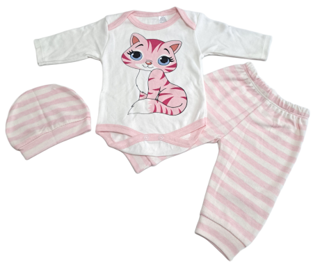 Hainute 0 - 3 luni - Costumas 3 piese Bumbac