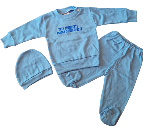 Hainute 3 - 6 luni - Set 3 piese hăinuțe nou-născut, Fabricat in Romania, Bumbac
