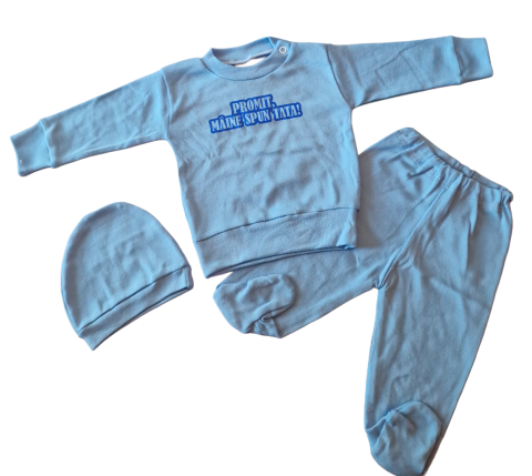 Seturi bebelusi si copilasi - Set 3 piese hăinuțe nou-născut, Fabricat in Romania, Bumbac