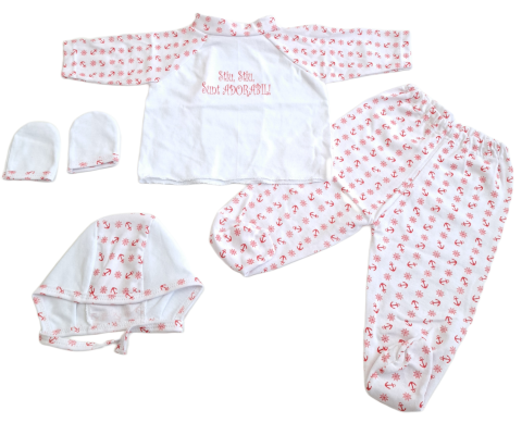 Costumase / Seturi Bebelusi - Set 4 piese, hăinuțe nou-născut, Fabricat in Romania, Bumbac