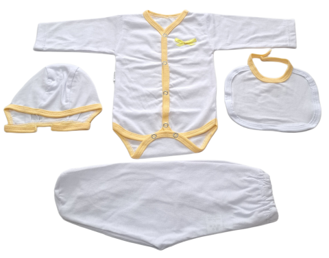 Costumase / Seturi Bebelusi - Set 4 piese hăinuțe nou-născut, Fabricat in Romania, Bumbac
