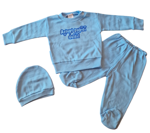 Seturi bebelusi si copilasi - Set 3 piese hăinuțe nou-născut, Fabricat in Romania, Bumbac