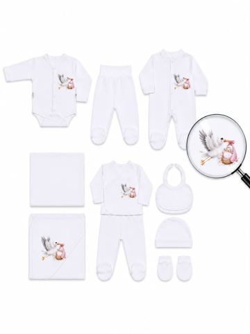 Hainute 0 - 3 luni - Set nou nascut 10 piese, Truosou, Fabricat in Romania, Bumbac