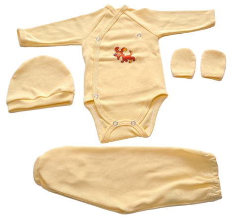 Costumase / Seturi Bebelusi - Set 4 piese hăinuțe nou-născut, Fabricat in Romania, Bumbac