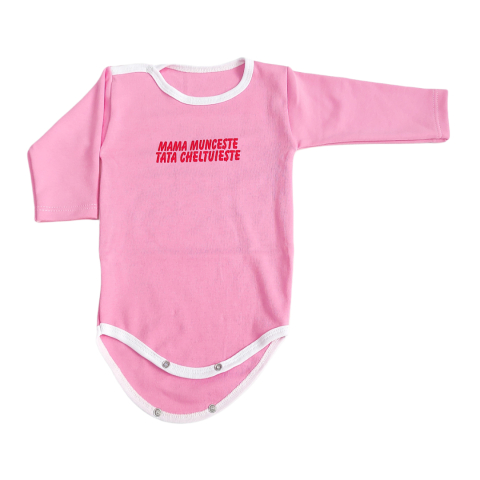 Hainute 0 - 3 luni - Body bebelusi model maneca lunga Bumbac 100% - Fabricat în România