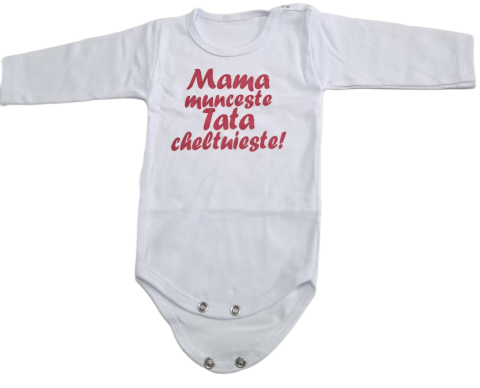Hainute 3 - 6 luni - Body bebelusi model maneca lunga Bumbac 100% - Fabricat în România