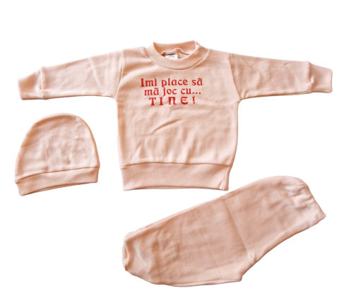 Seturi bebelusi si copilasi - Set 3 piese hăinuțe nou-născut, Fabricat in Romania, Bumbac