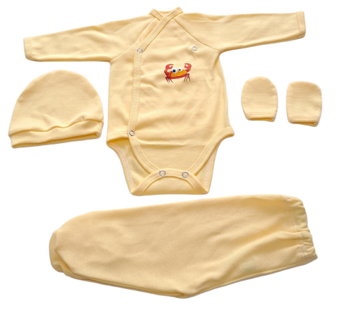 Costumase / Seturi Bebelusi - Set 4 piese hăinuțe nou-născut, Fabricat in Romania, Bumbac