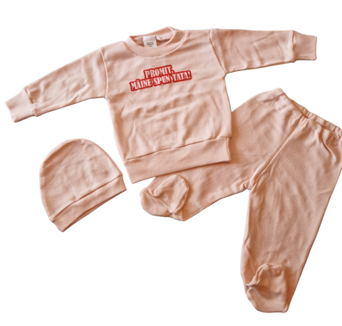 Hainute 3 - 6 luni - Set 3 piese hăinuțe nou-născut, Fabricat in Romania, Bumbac