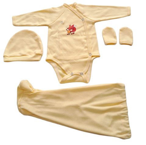 Costumase / Seturi Bebelusi - Set 4 piese hăinuțe nou-născut, Fabricat in Romania, Bumbac