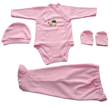 Costumase / Seturi Bebelusi - Set 4 piese hăinuțe nou-născut, Fabricat in Romania, Bumbac