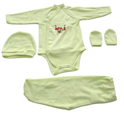 Costumase / Seturi Bebelusi - Set 4 piese hăinuțe nou-născut, Fabricat in Romania, Bumbac