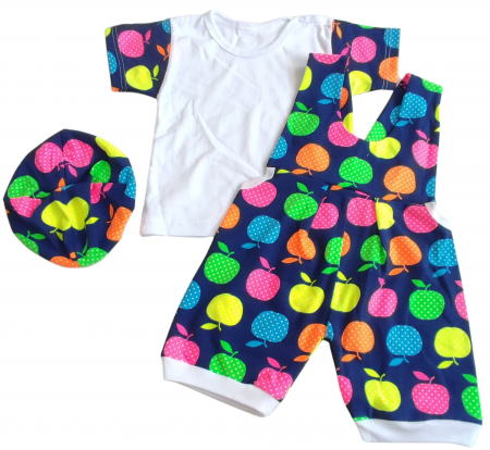 Costumase - Set tricou, salopeta scurta si bascuta Bumbac