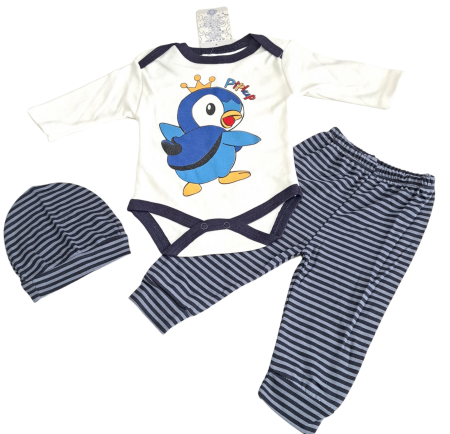 Hainute 0 - 3 luni - Costumas 3 piese Bumbac