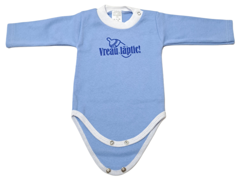 Hainute 0 - 3 luni - Body bebelusi model maneca lunga Bumbac 100% - Fabricat în România