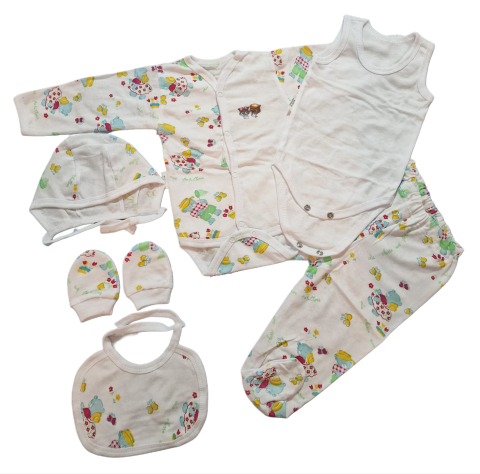 Seturi bebelusi si copilasi - Set 6 piese hăinuțe nou-născut, Fabricat in Romania, Bumbac