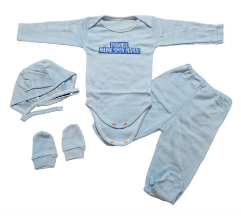 Costumase / Seturi Bebelusi - Set 4 piese hăinuțe nou-născut, Fabricat in Romania, Bumbac