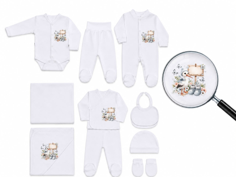 Hainute 0 - 3 luni - Set nou nascut 10 piese, Truosou, Fabricat in Romania, Bumbac