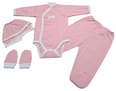 Marime 0 - 3 luni - Set 4 piese hăinuțe nou-născut, Fabricat in Romania, Bumbac