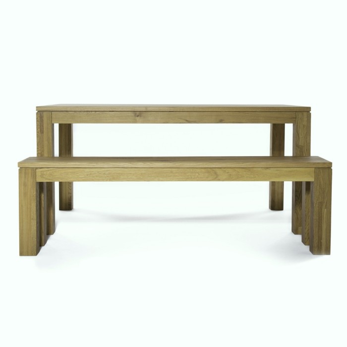 OAK FAMILY bench made of solid oak wood 160x35 cm for living room natural color [5]