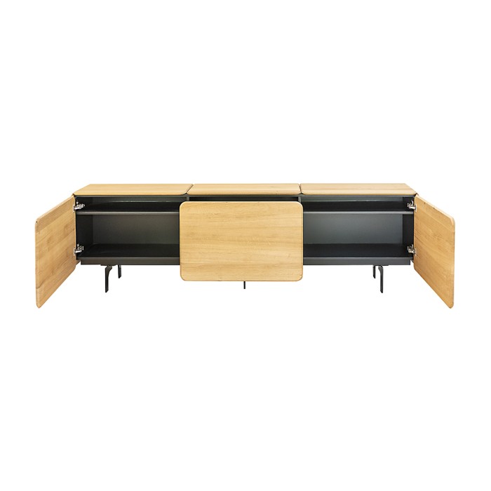 Comoda ROUND cu trei module 240X40 cm din lemn masiv de stejar pentru living sau dormitor culoare natur [3]