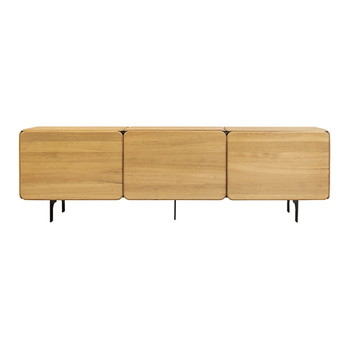 Comoda ROUND cu trei module 240X40 cm din lemn masiv de stejar pentru living sau dormitor culoare natur [6]
