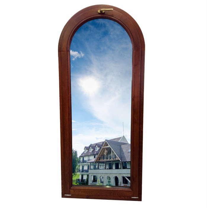Arched windows made of  triple-layered wood [4]