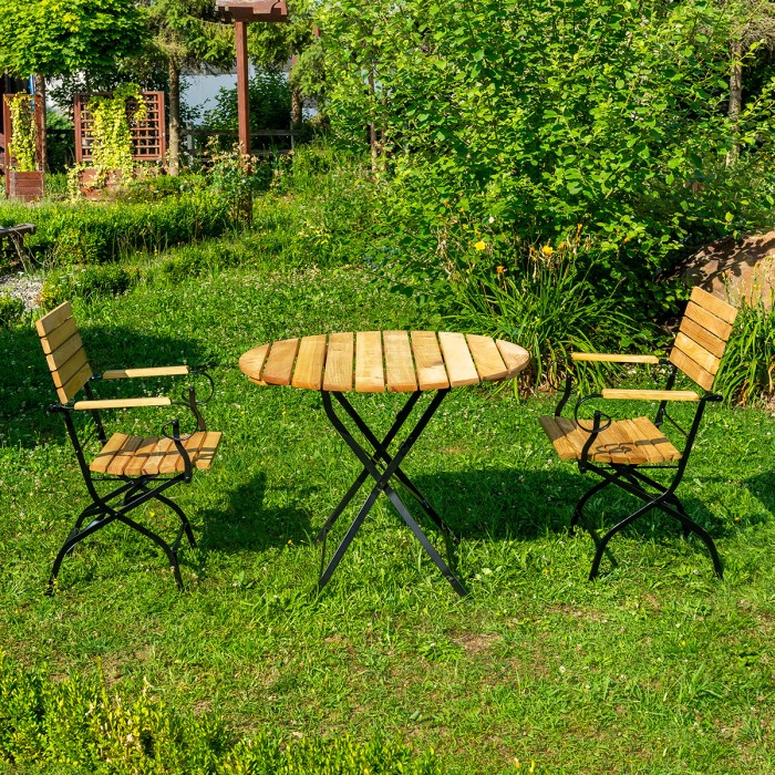 FLORENZ armchair made of solid acacia wood 40 x 36 cm for terrace or garden natural color [5]
