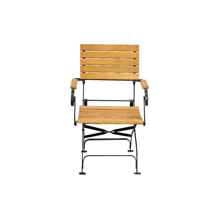 FLORENZ armchair made of solid acacia wood 40 x 36 cm for terrace or garden natural color [2]
