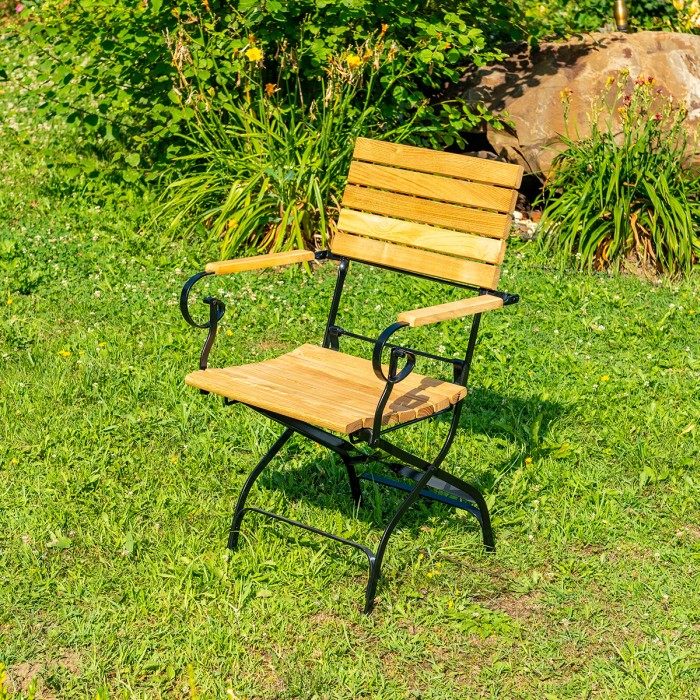 FLORENZ armchair made of solid acacia wood 40 x 36 cm for terrace or garden natural color [4]