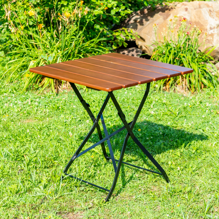 BISTRO CLASSIC Tisch aus massivem Akazienholz für den Garten oder die Terrasse, 700x700 mm, hellbraune Farbe [3]