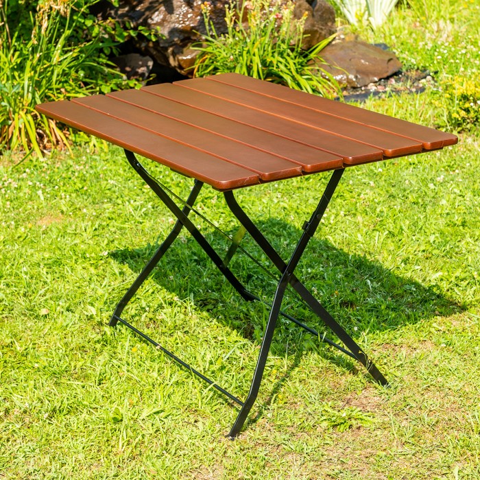 BISTRO CLASSIC table in solid acacia wood for the garden or terrace 700x1200 mm light brown color [3]