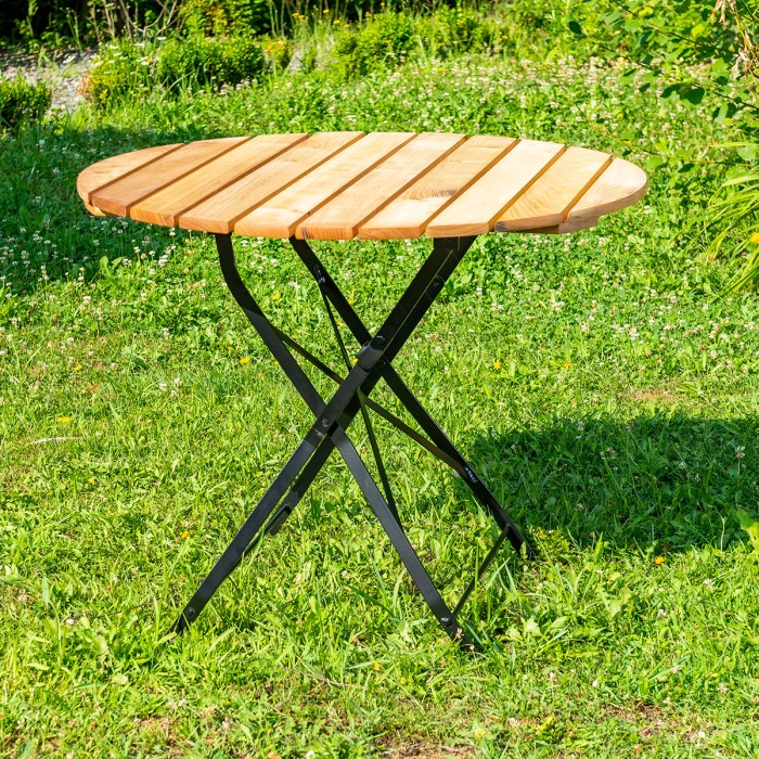 BISTRO CLASIC round table made of acacia wood for garden or terrace Ø92x73 cm natural color [3]