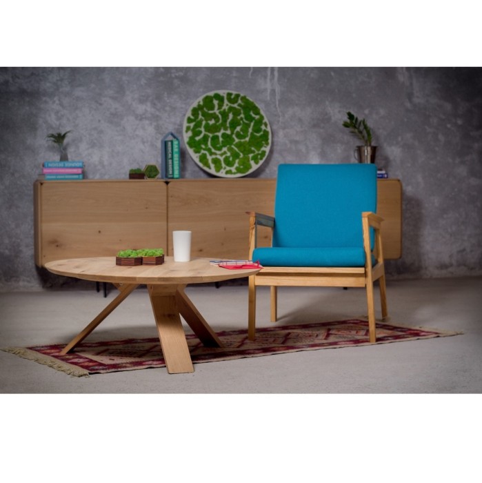 45 coffee table made of solid oak wood Ø90x35 cm for living room natural color [4]